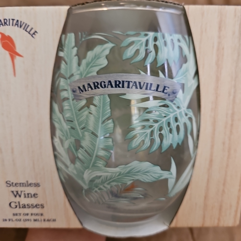 Jimmy Buffett Margaritaville Stemless Wine Glasses, 20 oz. Box Set of 4 - Picture 6 of 7